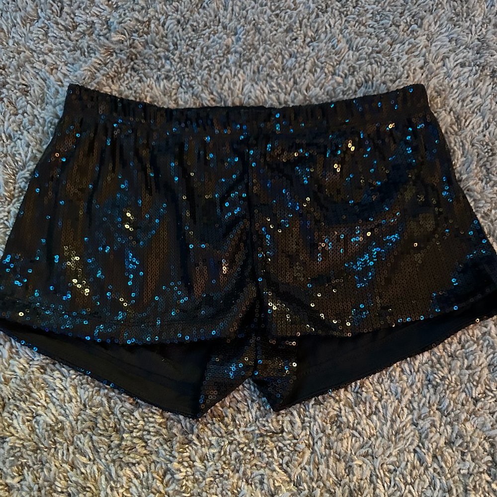 Black sequin booty shorts
